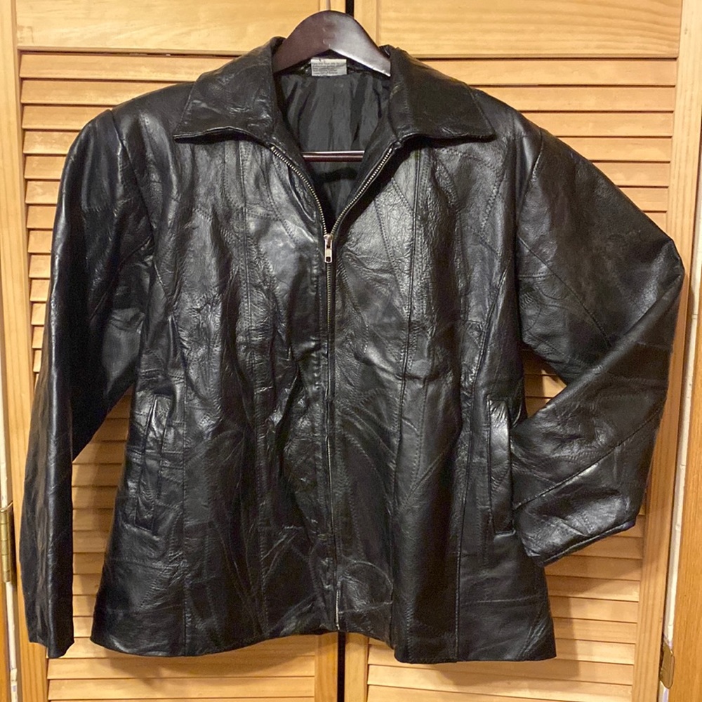 Flight Path Oversized Patchwork Leather Jacket Mens M